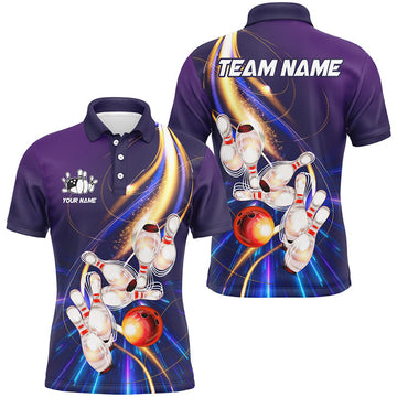 FUNSTUFFPRINT Purple light bowling Polo Shirt Size S-5XL
