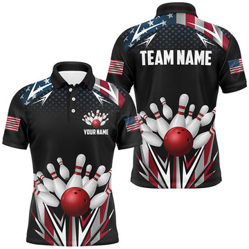 FUNSTUFFPRINT American flag Bowling Polo Shirt Size S-5XL