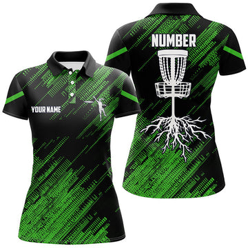 Custom Green Camo Black Women Disc Golf Polo Shirts Custom Disc Golf Team Frisbee Golf Jerseys