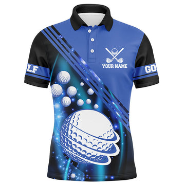 FUNSTUFFPRINT Black and blue light golf ball Mens golf , Polo Shirt Size S-5XL