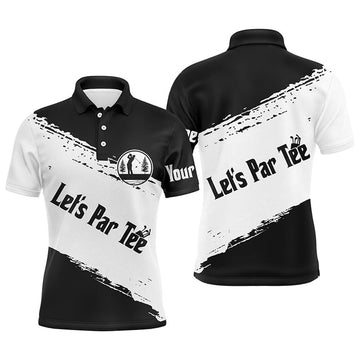 FUNSTUFFPRINT Black and white Mens golf polo shirts custom name let's par tee best mens golf wear Polo Shirt Size S-5XL