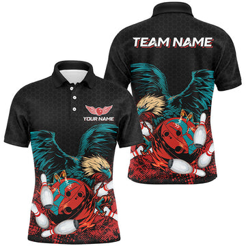 FUNSTUFFPRINT Eagle Bowling For Men Custom team bowling Polo Shirt Size S-5XL