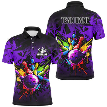 Custom Colorful Bowling Jerseys Polo For Men Custom Bowling Team Shirts For Bowler | Purple
