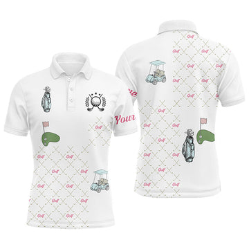 FUNSTUFFPRINT White Mens golf polos shirts custom golf clubs pattern golf Polo Shirt Size S-5XL