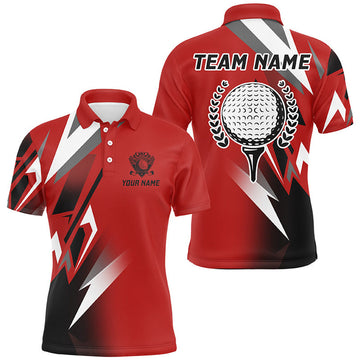 Custom Black and Red Golf ball Mens golf polo shirt custom golf shirt for men, cool golf gifts