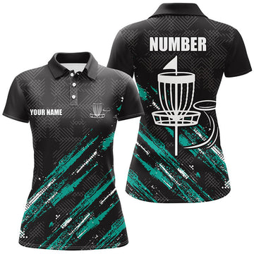 Custom Black And Green Camo Disc Golf Basket Custom Team Women Disc Golf Polo Shirt, Frisbee Golf Attire