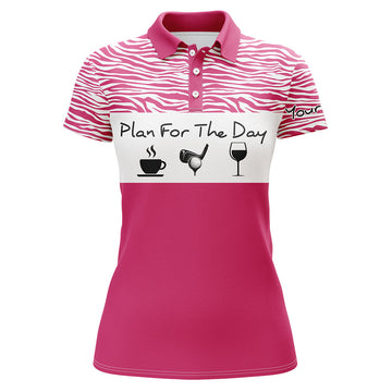 Custom Funny Womens Golf Polo Shirt Plan For The Day Custom Name Golf Shirt, Womens Golf Gift Idea