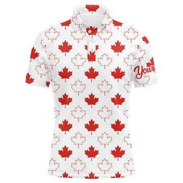 FUNSTUFFPRINT Mens golf polo shirts Red Canada maple leaf pattern custom team golf Polo Shirt Size S-5XL
