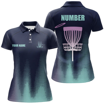 Custom Blue Gradient Women Disc Golf Polo Shirts Custom Team Disc Golf Jerseys, Disc Golf Clothes