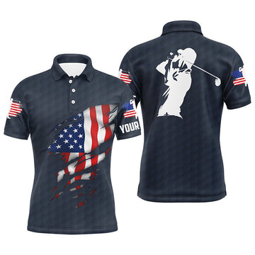 FUNSTUFFPRINT Mens golf polo shirts American flag patriotic golf shirts custom polo golf tops for men Polo Shirt Size S-5XL