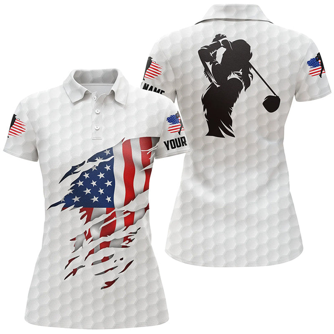 Custom Womens Golf Polo Shirts American Flag Patriotic Golf Shirts Custom Name Golf Polo For Women
