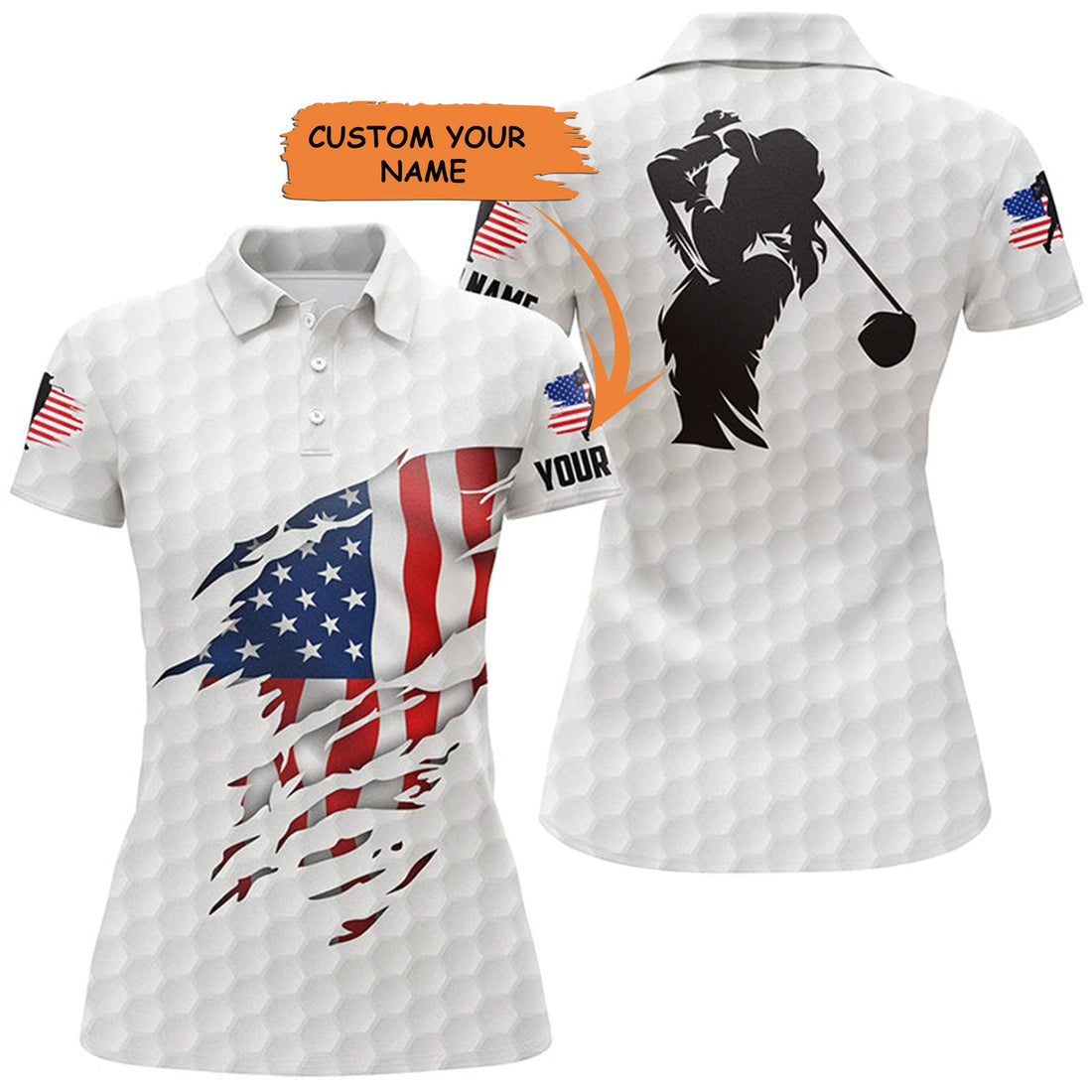 Custom Womens Golf Polo Shirts American Flag Patriotic Golf Shirts Custom Name Golf Polo For Women