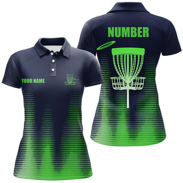 Custom Green Gradient Women Disc Golf Polo Shirts Custom Team Disc Golf Jerseys, Disc Golf Clothes