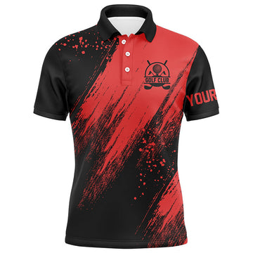 FUNSTUFFPRINT Black and red Mens golf polo shirts custom golfing gifts, best mens golf tops Polo Shirt Size S-5XL
