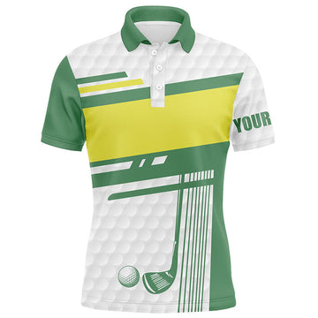 FUNSTUFFPRINT Mens golf polo shirts custom white, green and yellow golf clubs best mens golf wears Polo Shirt Size S-5XL