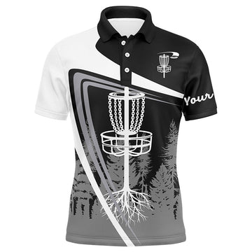FUNSTUFFPRINT Mens disc golf polo shirt custom name black disc golf basket, personalized disc golf shirts , Polo Shirt Size S-5XL
