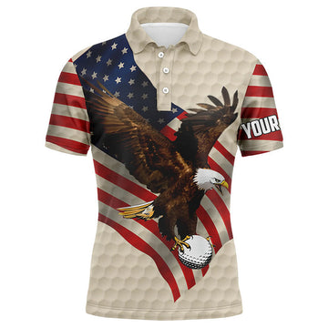 FUNSTUFFPRINT Vintage American flag Eagle Mens golf polo shirts custom mens patriotic polo shirts best men golf wear Polo Shirt Size S-5XL