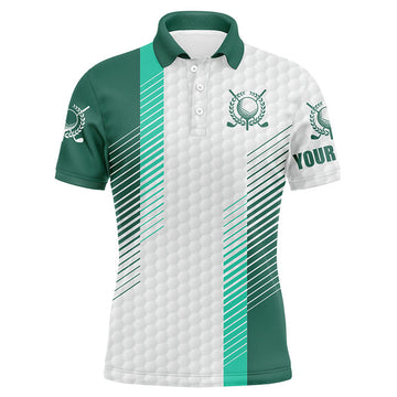 FUNSTUFFPRINT Green and white golf shirt custom name Mens golf polo shirts, mens green golf Polo Shirt Size S-5XL