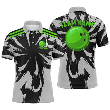FUNSTUFFPRINT Black and Gray bowling Polo Shirt Size S-5XL