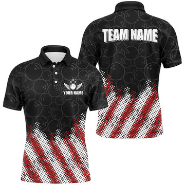 FUNSTUFFPRINT Red, white and black Camo Custom Men Bowling Polo Shirt Size S-5XL