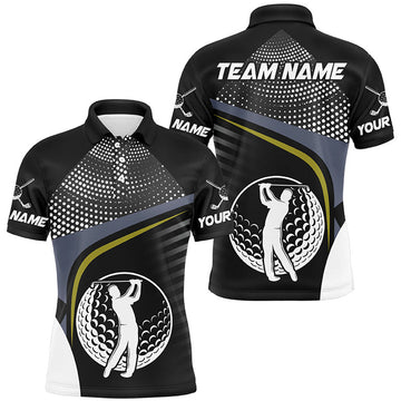 Custom Black and White Golf ball custom Mens golf polo shirts, golf attire for men