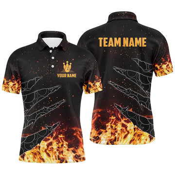 FUNSTUFFPRINT Bowling polo shirts for men custom flame camo bowling team Polo Shirt Size S-5XL