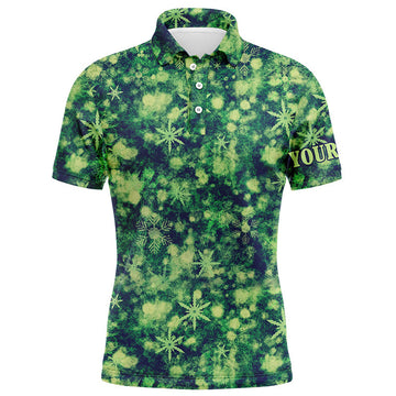 FUNSTUFFPRINT Green Christmas pattern Mens golf polo shirt custom best mens golf wear Polo Shirt Size S-5XL