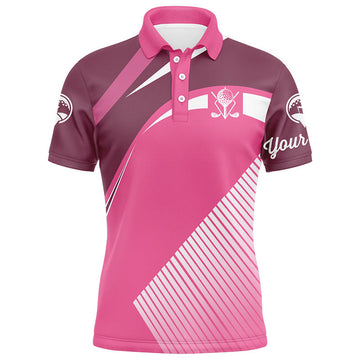 FUNSTUFFPRINT Pink Mens golf polos shirts custom golf tops for mens, personalized unique golf gifts Polo Shirt Size S-5XL
