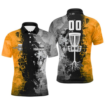 Custom name and number Disc Golf basket Men polo shirts, disc golf shirts for men | Orange
