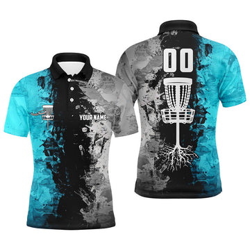 Custom name and number Disc Golf basket Men polo shirts, disc golf shirts for men | Turquoise