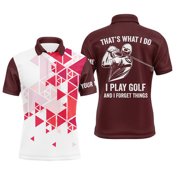 Custom Mens golf polo shirts red triangle pattern custom That's what I do, I play golf and I forget things