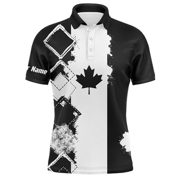 FUNSTUFFPRINT Mens golf polo shirts black Canada flag patriot custom name golf shirts for men, gift for the golfers Polo Shirt Size S-5XL
