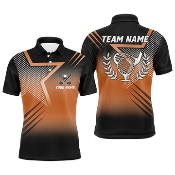 FUNSTUFFPRINT Black and orange star pattern Mens golf polo shirts custom Polo Shirt Size S-5XL