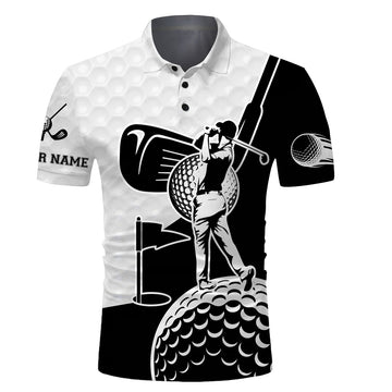 Custom Golf Custom Name Men Polo Shirt - Golf Clubs Golf Ball Apparel - Personalized Gift For Golf Lover, Team, Golfer, Men