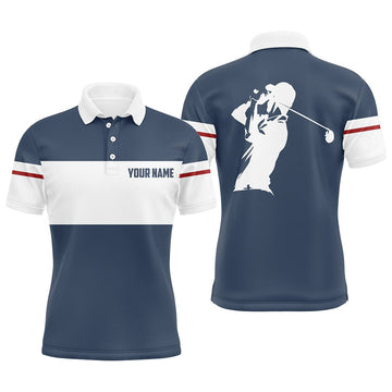 Custom Blue and white Mens golf polo shirt custom golf attire for men, cool golf gifts