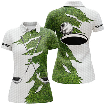 Custom Womens Golf Polo Shirts Custom Name Green Golf Clubs, Personalized Golf Shirt For Women