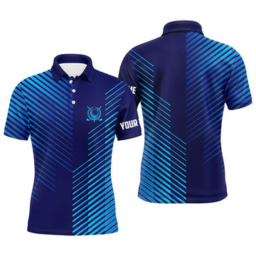 Custom Blue stripes pattern Mens golf polo shirts custom golf shirts for men, best men golf wears