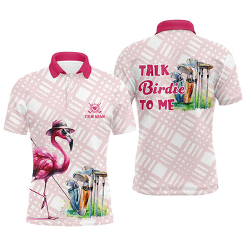 FUNSTUFFPRINT Mens golf polo shirts custom pink flamingo pattern golf Polo Shirt Size S-5XL