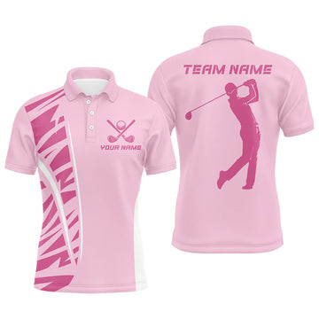 Custom Pink Men golf polo shirts custom mens pink golf shirts golf outfits for men