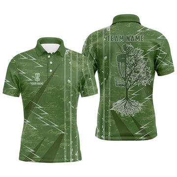 Custom Mens disc golf polo shirt custom green vintage team disc golf jersey, disc golf basket outfit for men