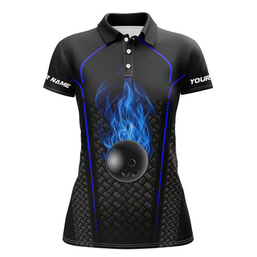 Custom Bowling Shirt For women custom short sleeve polo Bowling Jersey 3D Bowling Team Shirt For women | Blue