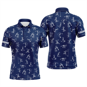 Custom Golf Men Polo Shirt - Funny Golf Pattern Custom Name Multicolor Apparel - Personalized Gift For Golf Lover, Team, Husband, Boyfriend, Dad