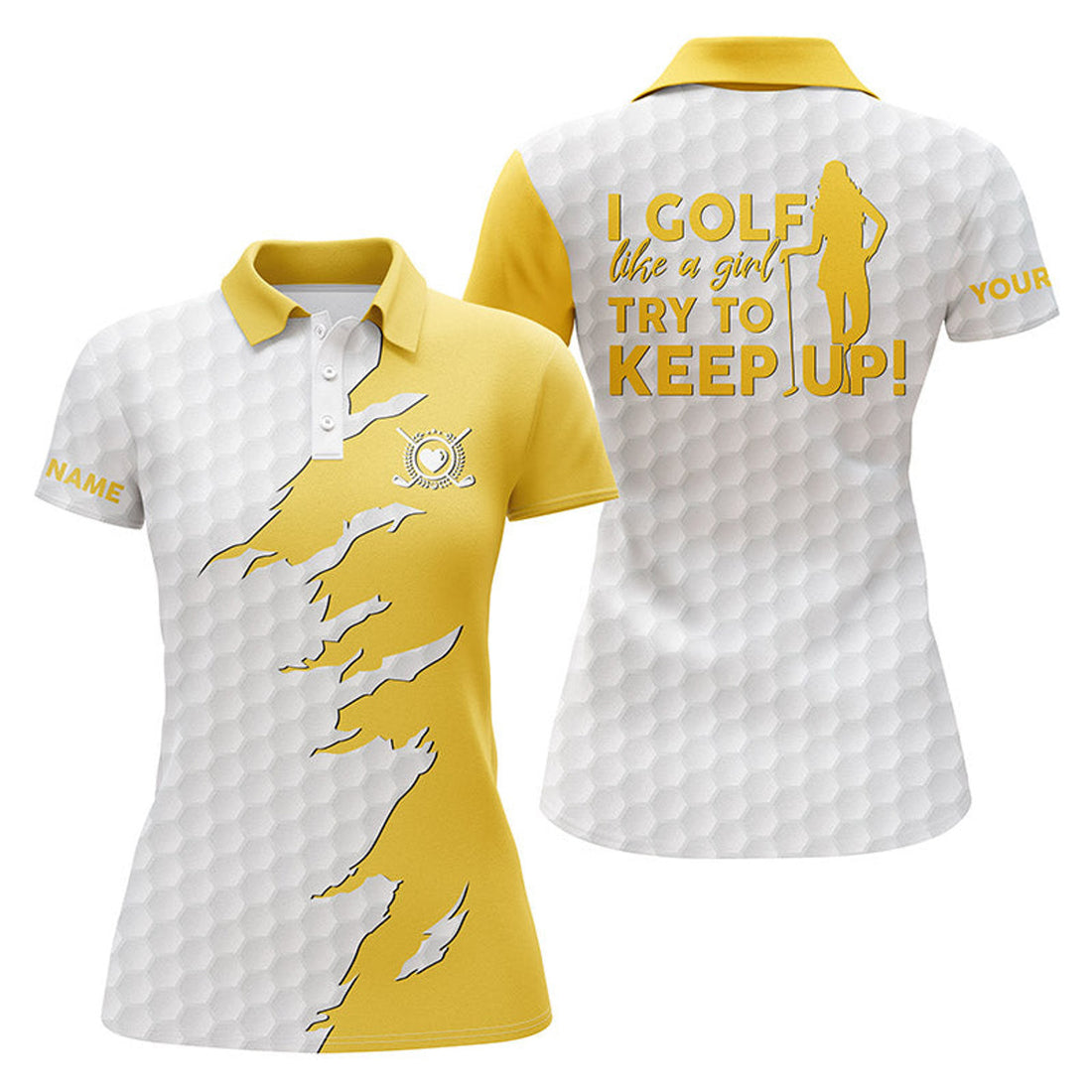 Custom Funny Women Golf Polo Shirts Multi-color I Golf Like A Girl Try To Keep Up, Perfect Gift For Women