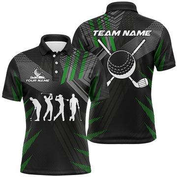 Custom Mens golf polo shirts custom black and green golf clubs, team golf attire for men