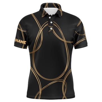 Custom Black Gold Egg Pattern Custom Name Golf Men Polo Shirt - Personalized Gift For Golf Lover, Team, Husband, Boyfriend, Men, Easter's Day