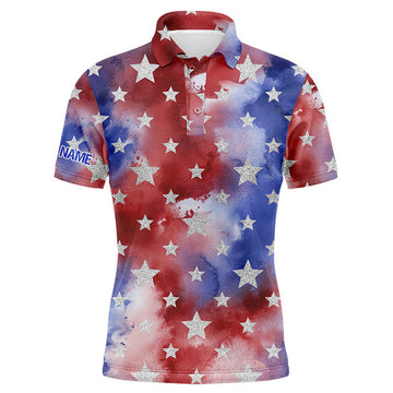 FUNSTUFFPRINT Red, white and blue tie dye mens golf polo shirts custom team golf shirts Polo Shirt Size S-5XL