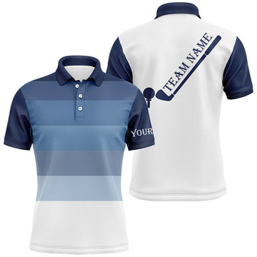 Custom Mens golf polo shirt custom Blue and white team golf attire for men, personalized golf gifts