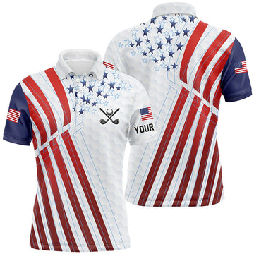 FUNSTUFFPRINT American flag Mens golf polo shirts custom Red, white and blue patriotic best mens golf wear Polo Shirt Size S-5XL