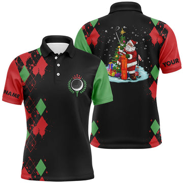 Custom Christmas Mens golf polo shirt custom Christmas Santa Claus golf shirt for men, team golf jerseys