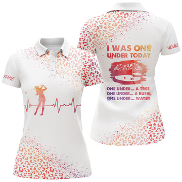 Custom Funny Golf Shirt For Women I Was One Under Today Custom Name Watercolor Leopard Women Polo Shirt